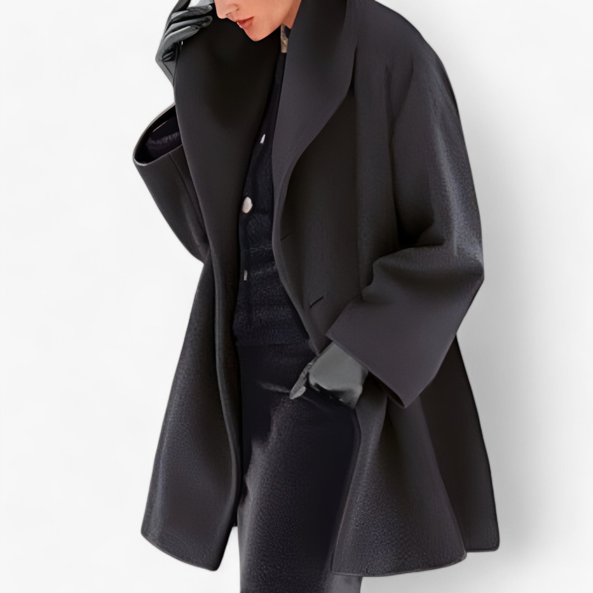 Leigh | Dames Wollen Trenchcoat - Lange Warmte en Elegant Zwart *Leigh | Dames Wollen Trenchcoat - Lange Warmte en Elegant - € - Werqino